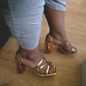Gold Block Heels